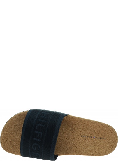 Klapki Damskie TOMMY HILFIGER Tommy Webbing Cork Pool Slide FW0FW06525 DW5