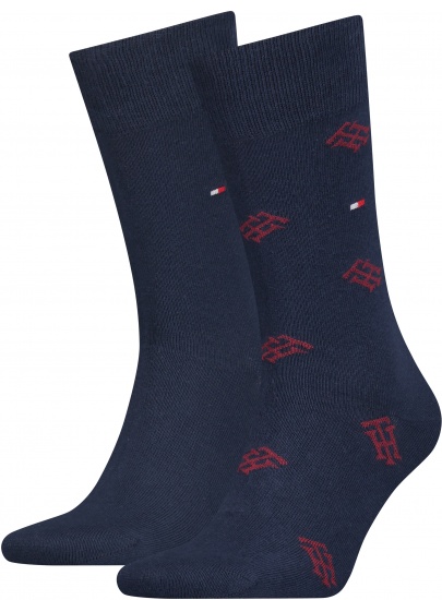 Skarpetki Męskie Tommy Hilfiger 701220238 002 Th Men Sock 2P Monogram Aop