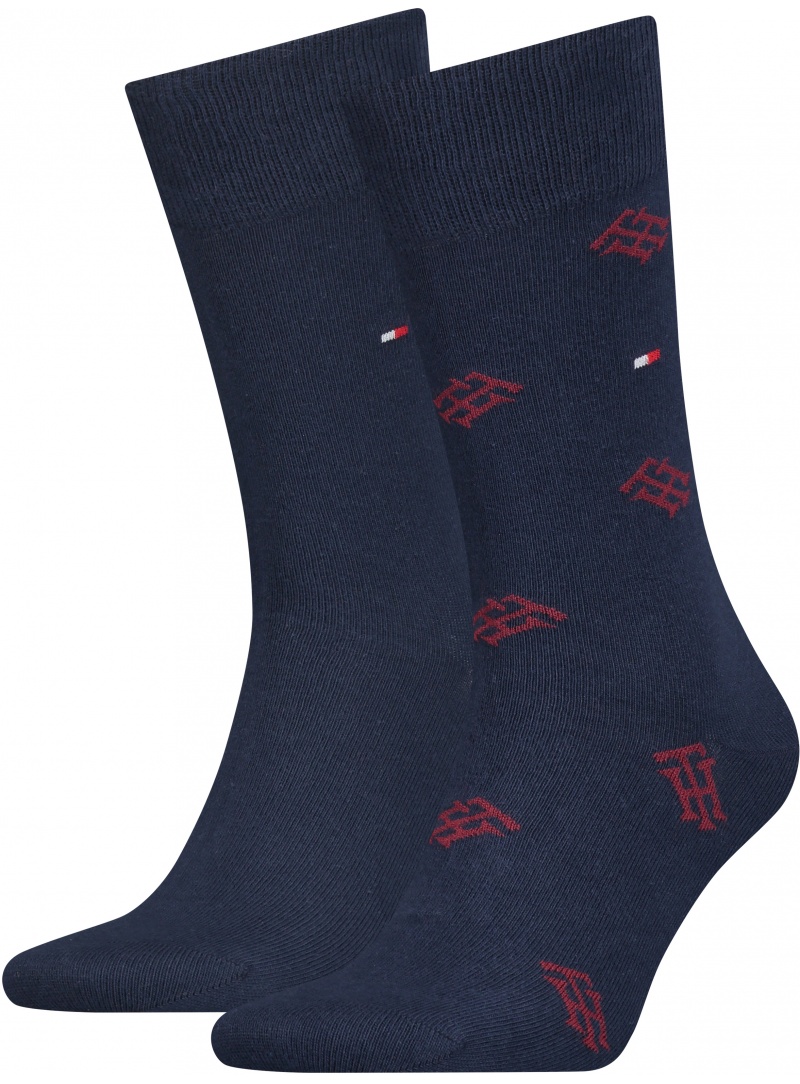 Socks Tommy Hilfiger 701220238 002 Th Men Sock 2P Monogram Aop Oc