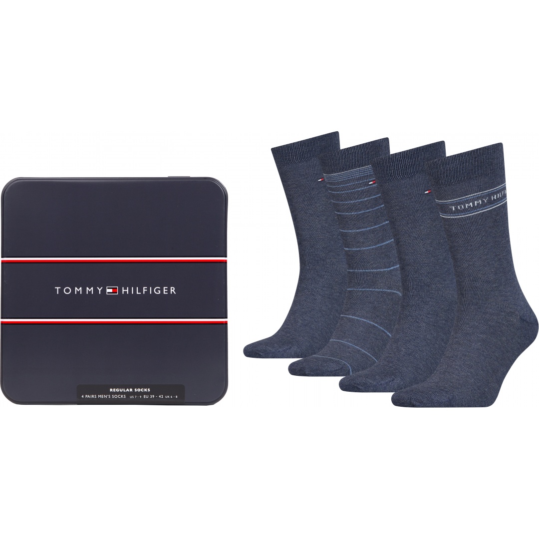 Zestaw Skarpetki Męskie Tommy Hilfiger 701220146 003 Th Men Sock 4P Tin