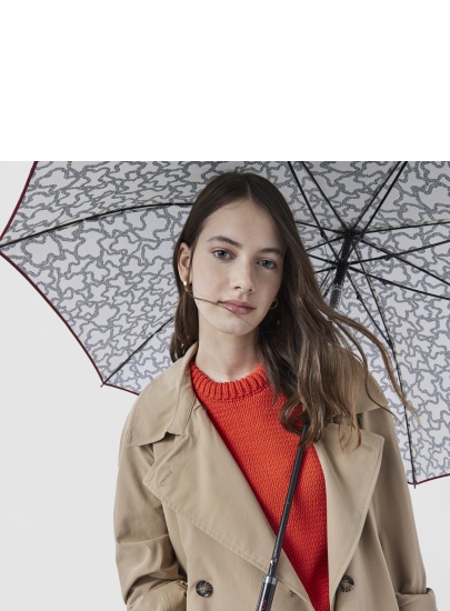 Długi Parasol na Kiju TOUS 2001538201 Paraguas Grande Kaos Icon Sand-Black