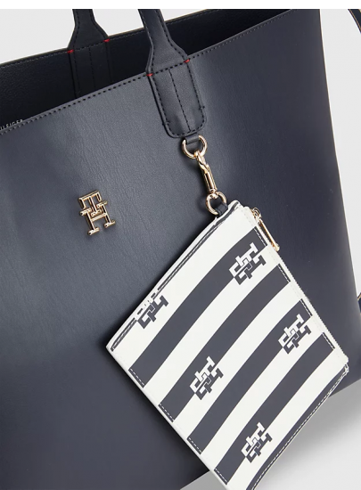 Torebka TOMMY HILFIGER Iconic Tommy Tote Solid Stripe AW0AW14767 DW6