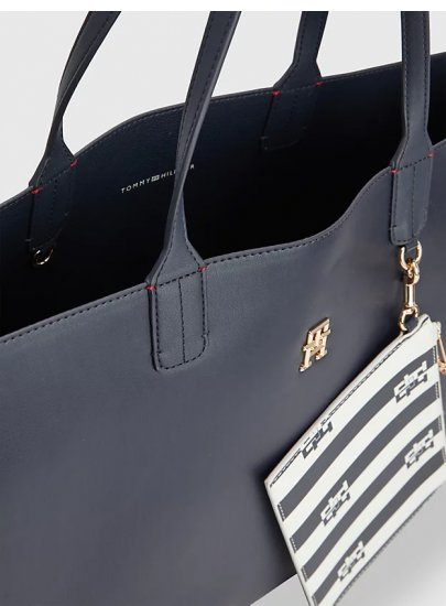Torebka TOMMY HILFIGER Iconic Tommy Tote Solid Stripe AW0AW14767 DW6