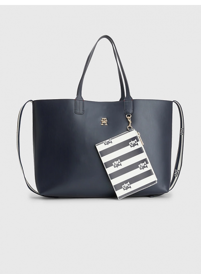 Torebka TOMMY HILFIGER Iconic Tommy Tote Solid Stripe AW0AW14767 DW6