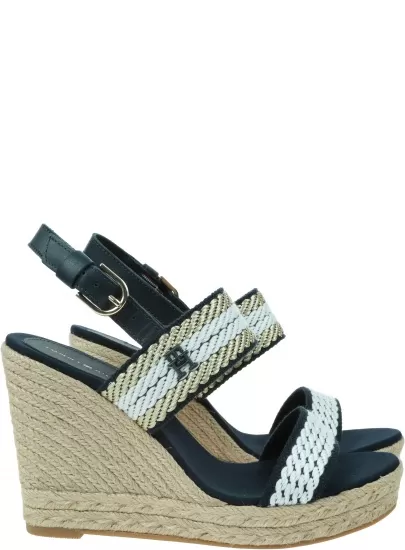 Espadryle Damskie TOMMY HILFIGER Golden Webbing Wedge FW0FW07089 DW6