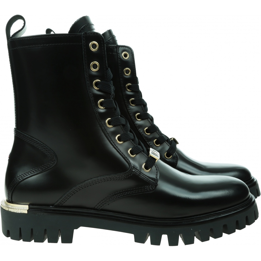 Botki TOMMY HILFIGER Polished Leather Lace Up Boot FW0FW06008 BDS