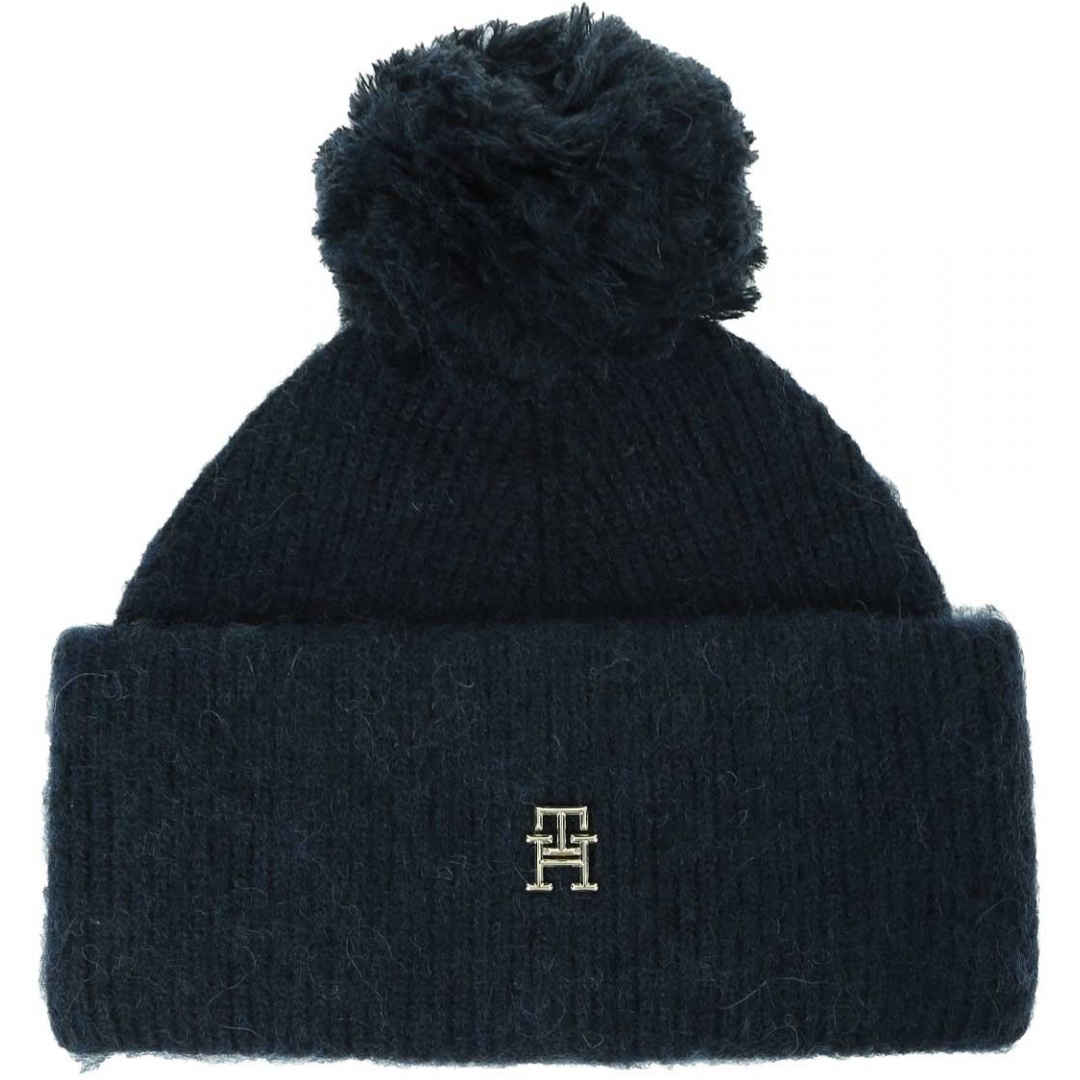 Czapka Zimowa TOMMY HILFIGER Th Evening Pompom Beanie AW0AW15390 DW6