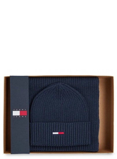 Zestaw Szalik Czapka Zimowa TOMMY JEANS Tjm Flag Beanie & Scraf AM0AM11677