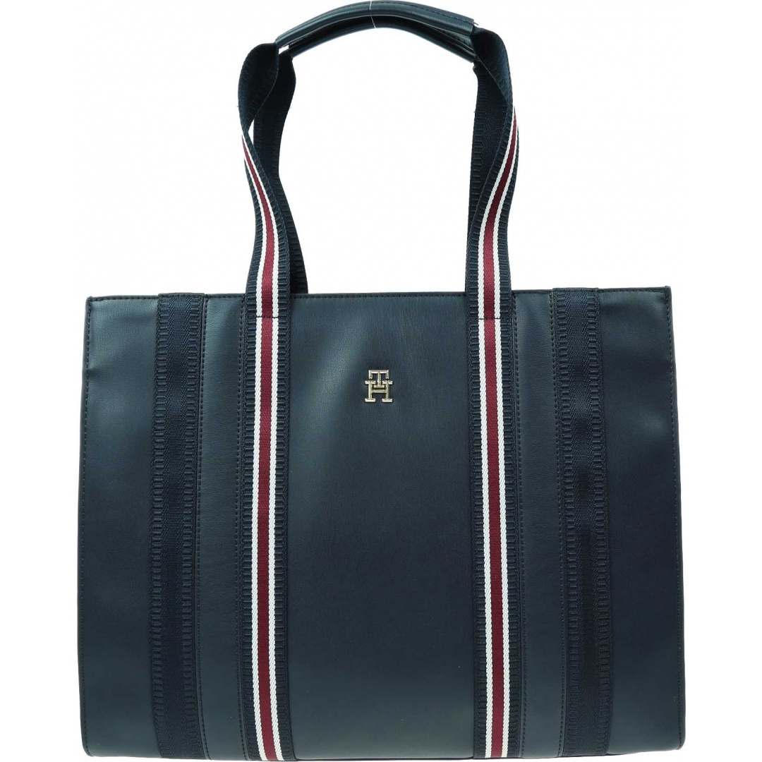 Torebka TOMMY HILFIGER Th Identity Med Tote Corp AW0AW15882 0GY