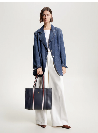 Torebka TOMMY HILFIGER Th Identity Med Tote Corp AW0AW15882 0GY