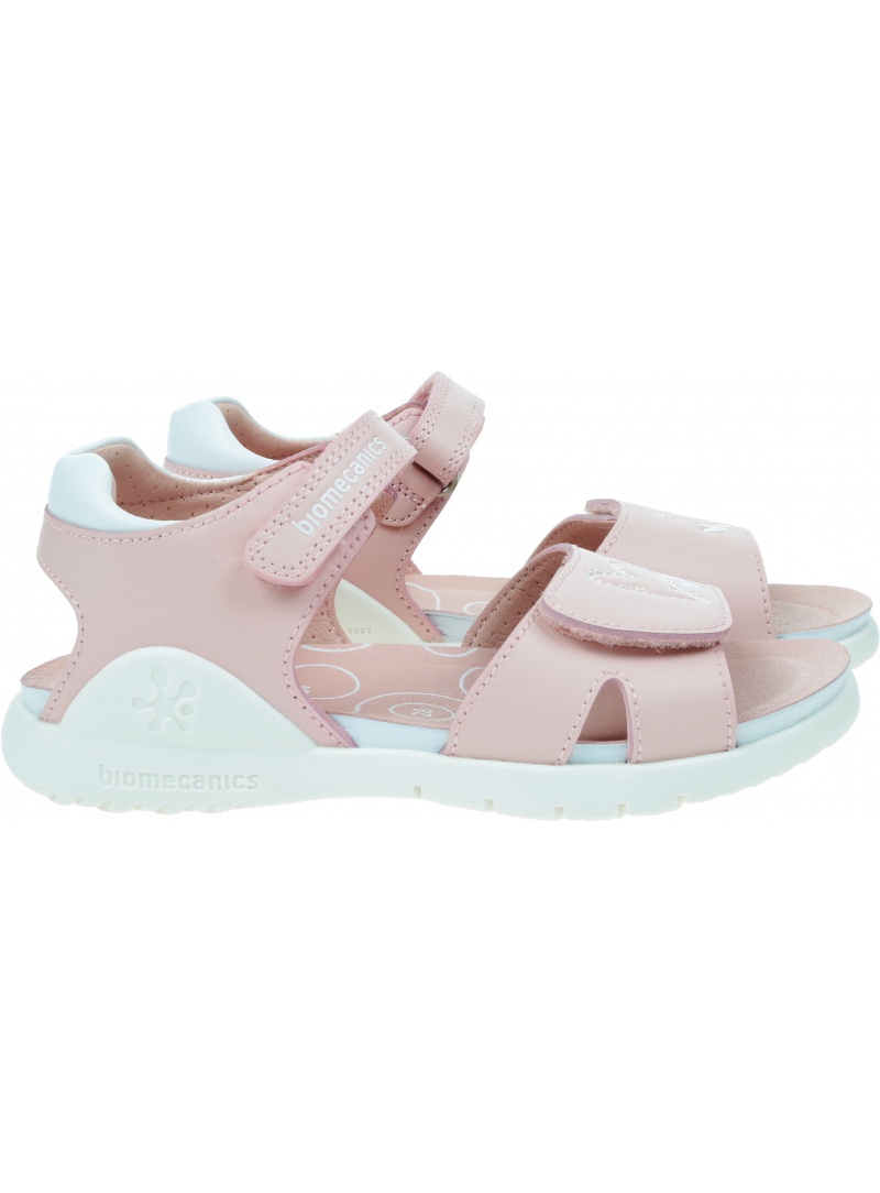 Biomecanics Girls Flowers Sandal - Leather Comfort Shoes With Hook & Loop Closure