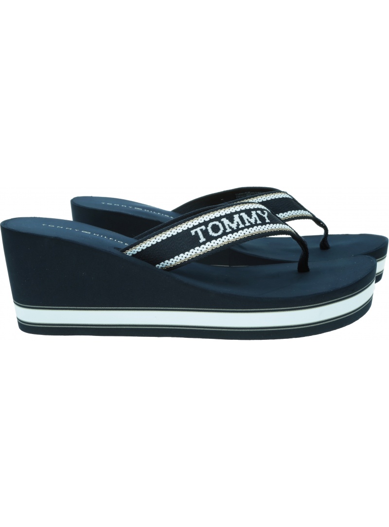 Japonki Na Koturnie TOMMY HILFIGER Wedge Beach Sandal FW0FW07903 DW6