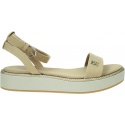 Sandały Na Platformie TOMMY HILFIGER Linen With Gold Flatform FW0FW08051