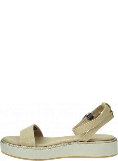 Sandały Na Platformie TOMMY HILFIGER Linen With Gold Flatform FW0FW08051