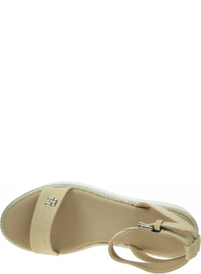 Sandały Na Platformie TOMMY HILFIGER Linen With Gold Flatform FW0FW08051