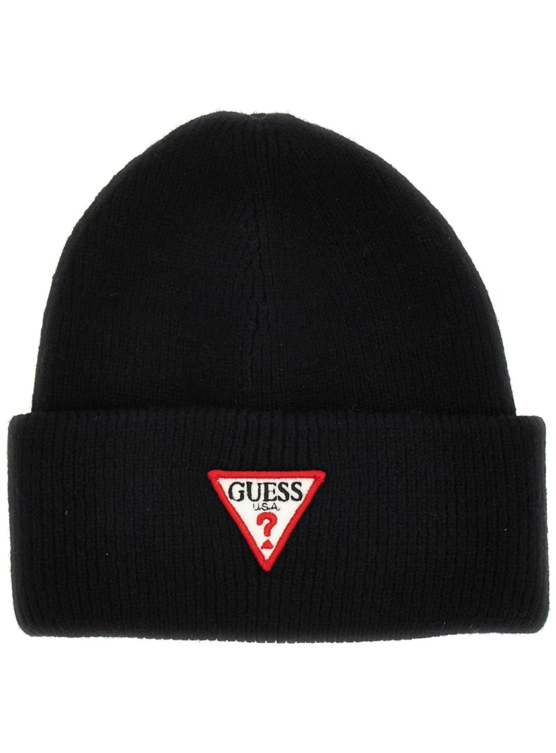 Czapka Damska GUESS Beanie Patch Triangolo AW5234VIS01 BLA