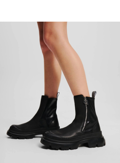 Czarne Sztyblety KARL LAGERFELD TREKKA MAX NFT Zip Stretch Boot KL43554 F0S