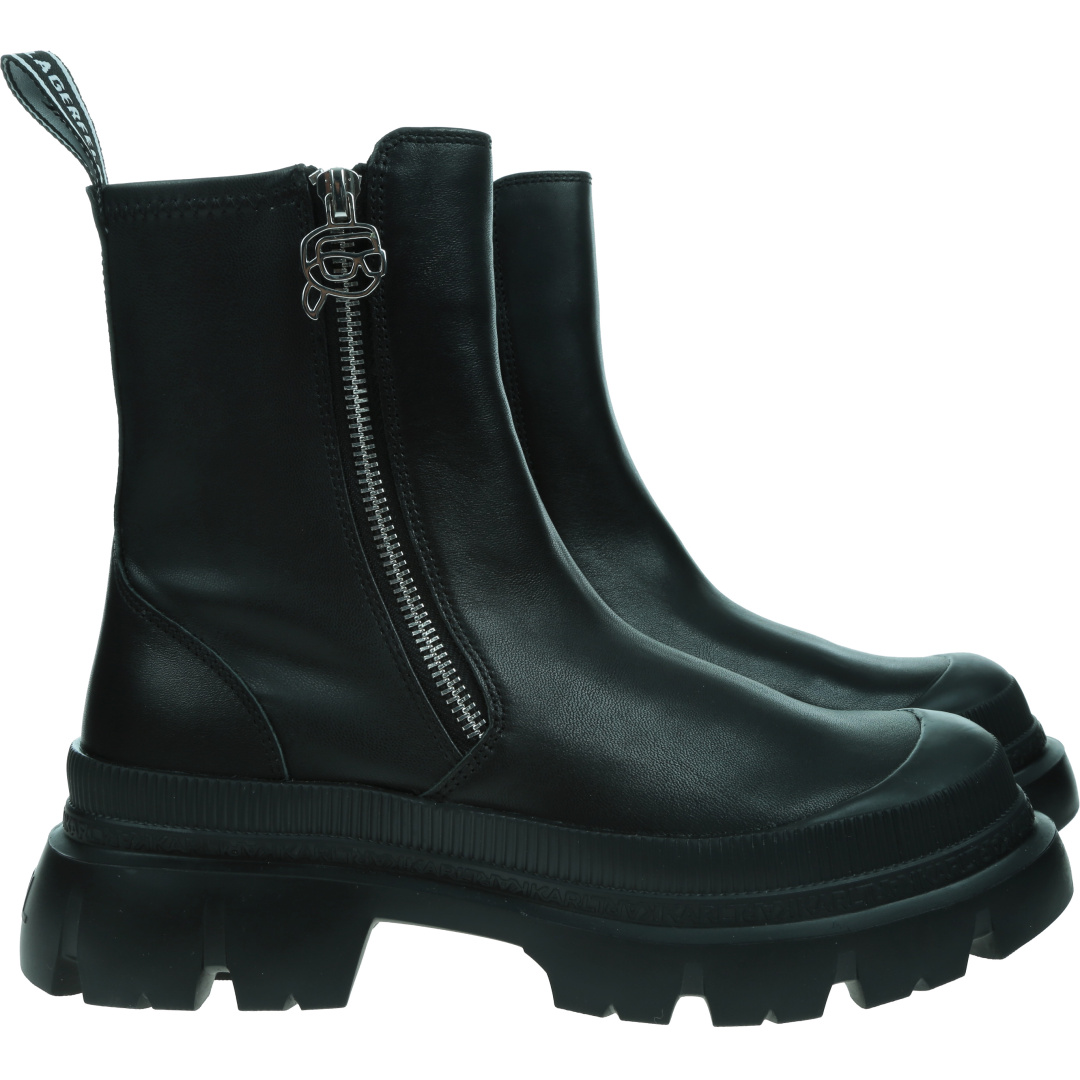 Czarne Sztyblety KARL LAGERFELD TREKKA MAX NFT Zip Stretch Boot KL43554 F0S