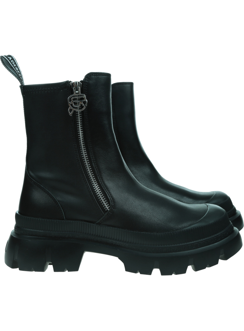 Czarne Sztyblety KARL LAGERFELD TREKKA MAX NFT Zip Stretch Boot KL43554 F0S