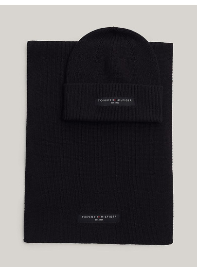 Zestaw Szalik Czapka Zimowa TOMMY HILFIGER TH Foundation Beanie & Scarf Gp