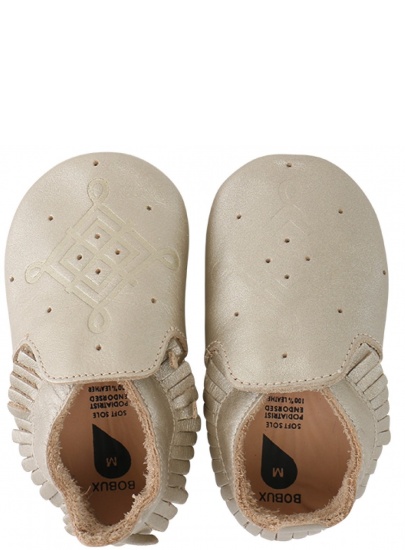 Pro miminka BOBUX 4403 GOLD/TASSLE TRIM MOCCASIN LOAFER SOFT