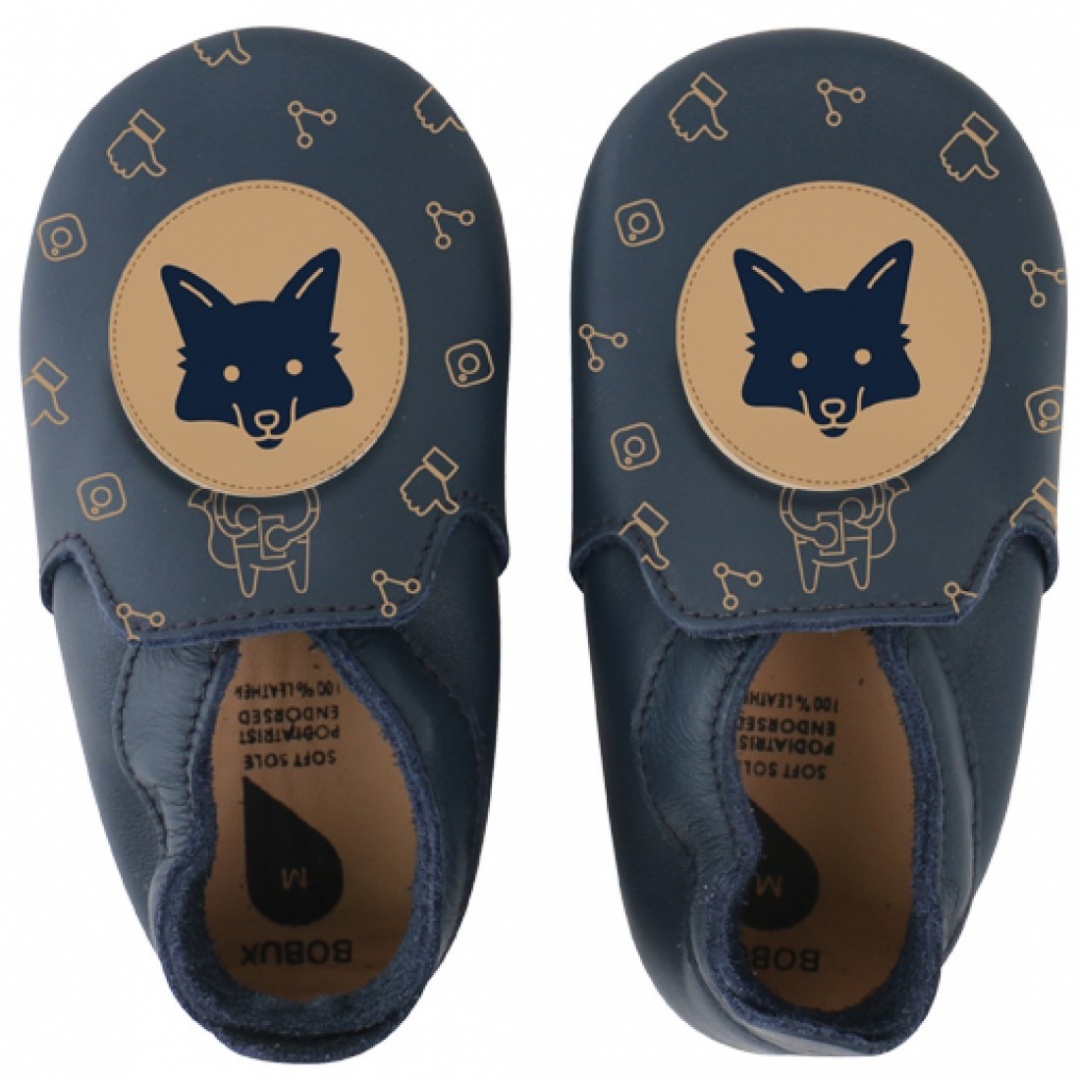 BUCIKI BOBUX 4469 NAVY/BEIGE FOX LOAFER PRINT SOFT SOLE