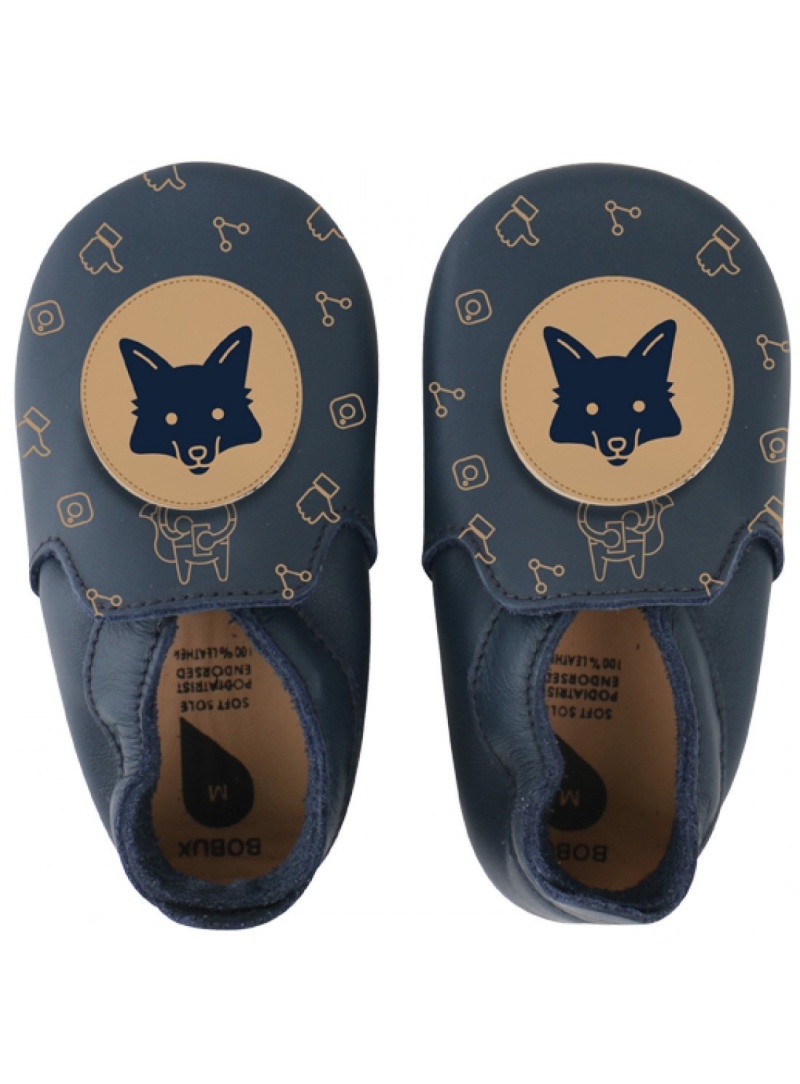 BUCIKI BOBUX 4469 NAVY/BEIGE FOX LOAFER PRINT SOFT SOLE