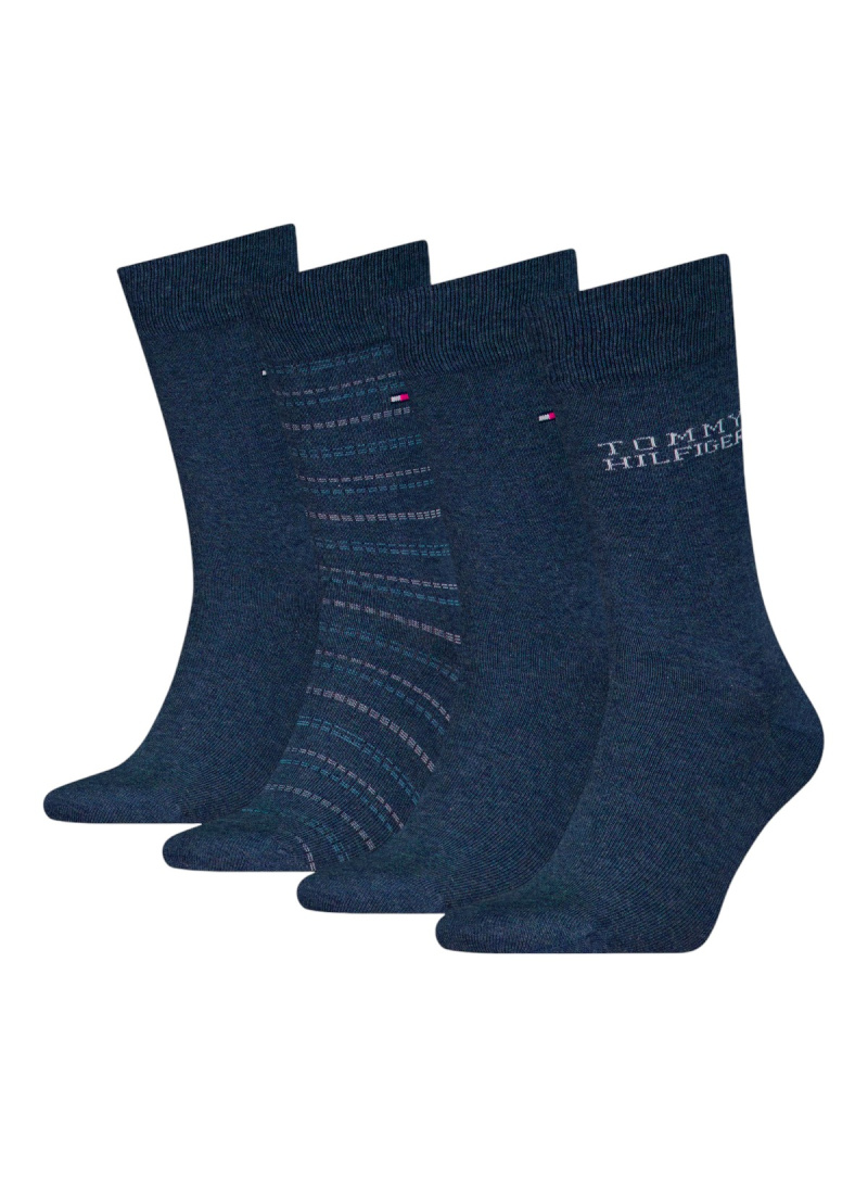 Zestaw Skarpetki Męskie TOMMY HILFIGER 701229780 003 Th Men Sock 4P Monogram Stripe Giftbox