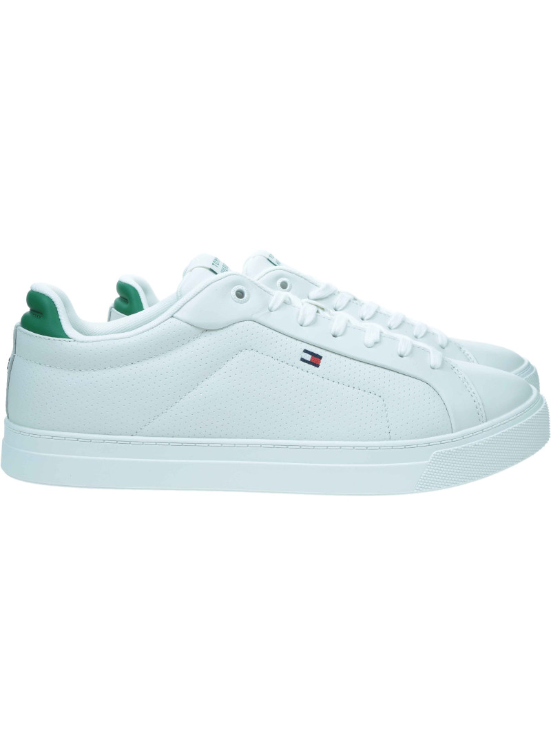 Białe Sneakersy TOMMY HILFIGER Icon Court Pinperf Lth FM0FM05483 YBL Białe Sneakersy TOMMY HILFIGER Icon Court Pinperf Lth FM0FM05483 YBL