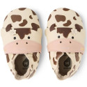 Skórzane Kapcie BOBUX Soft Sole Mooley Cow White Swan-Black Coffee 1125-238-105 1