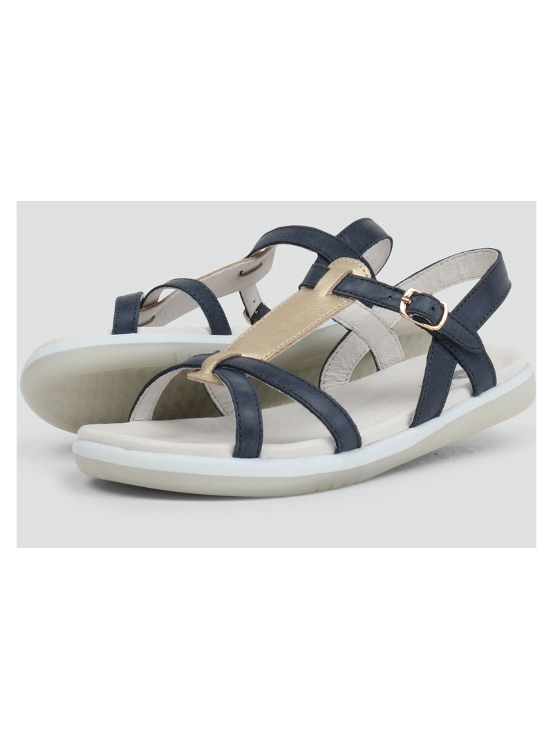Granatowe Sandały BOBUX 833401 PIXIE SANDAL NAVY + MISTY GOLD