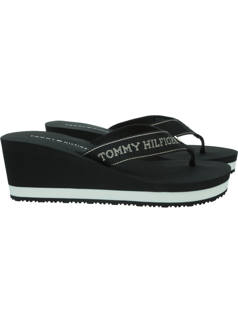 Japonki Na Koturnie TOMMY HILFIGER Stripes Wedge Beach Sandal FW0FW08858 BDS