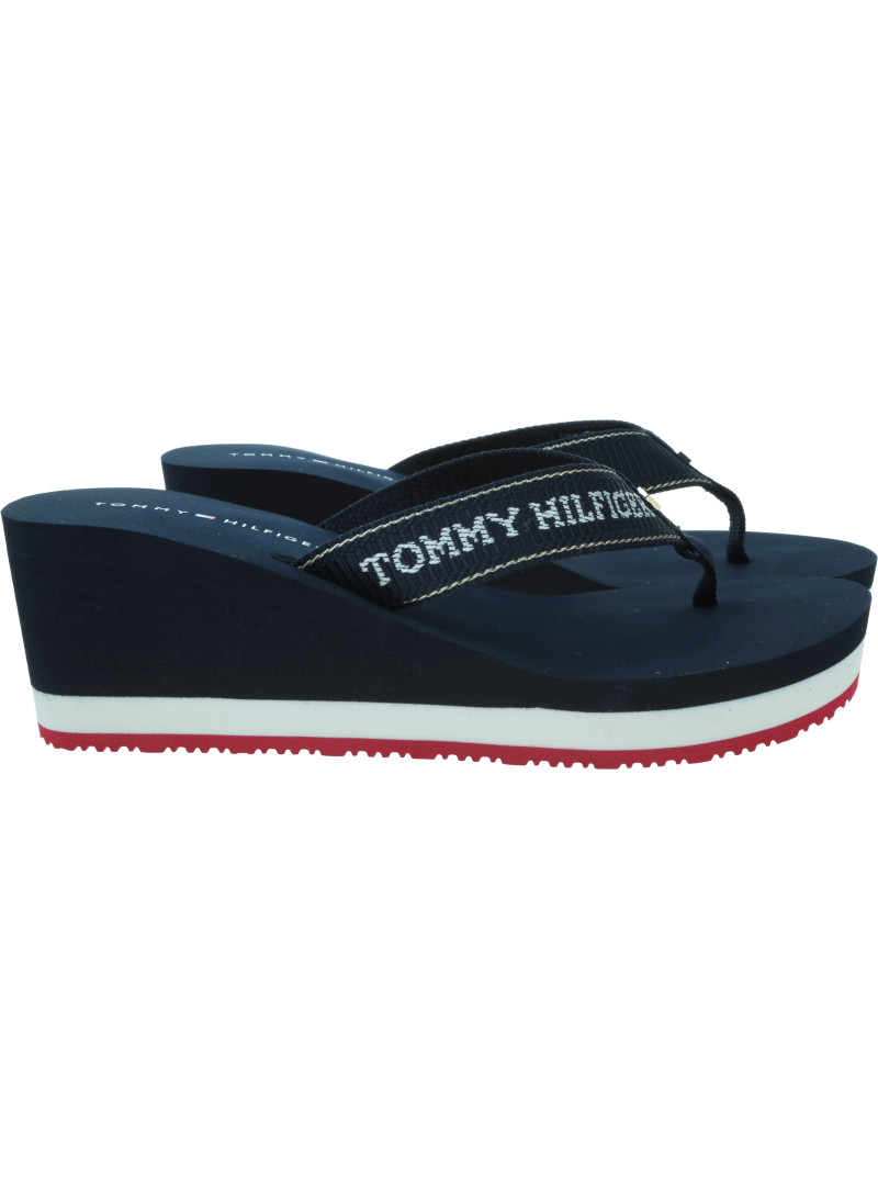 Japonki Na Koturnie TOMMY HILFIGER Stripes Wedge Beach Sandal FW0FW08858 DW6