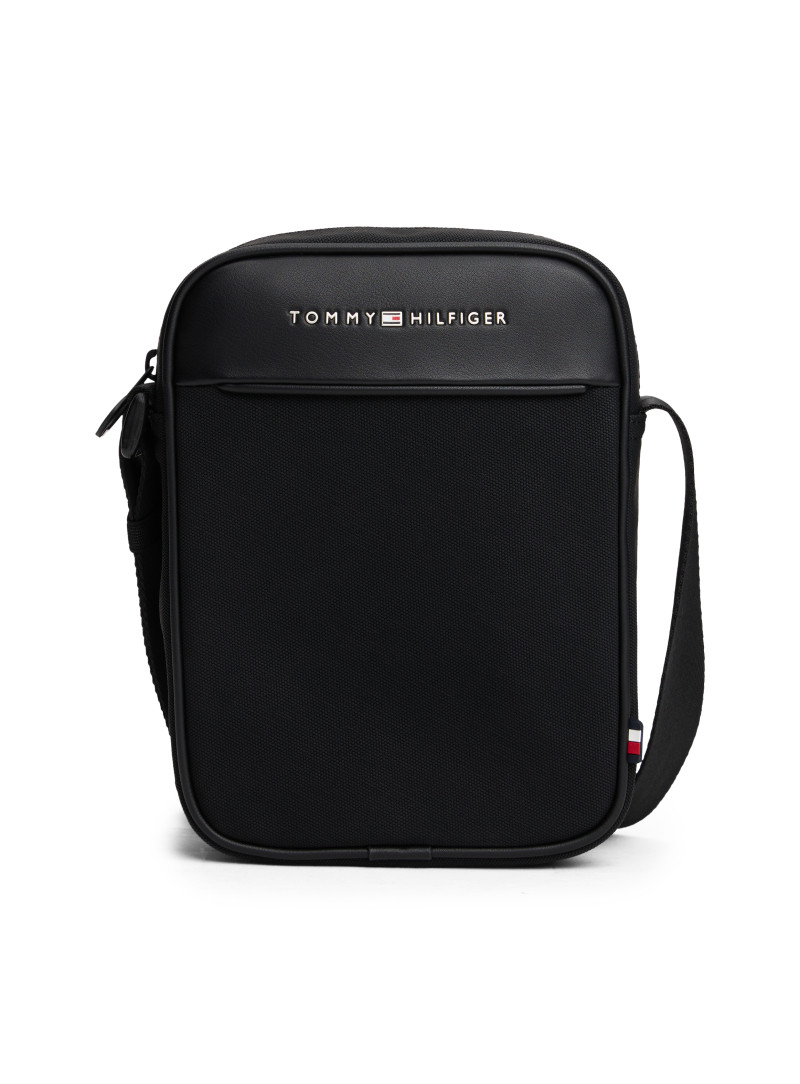 Czarna Torba Męska Saszetka TOMMY HILFIGER Th Foundation Mini Reporter AM0AM13624 BDS