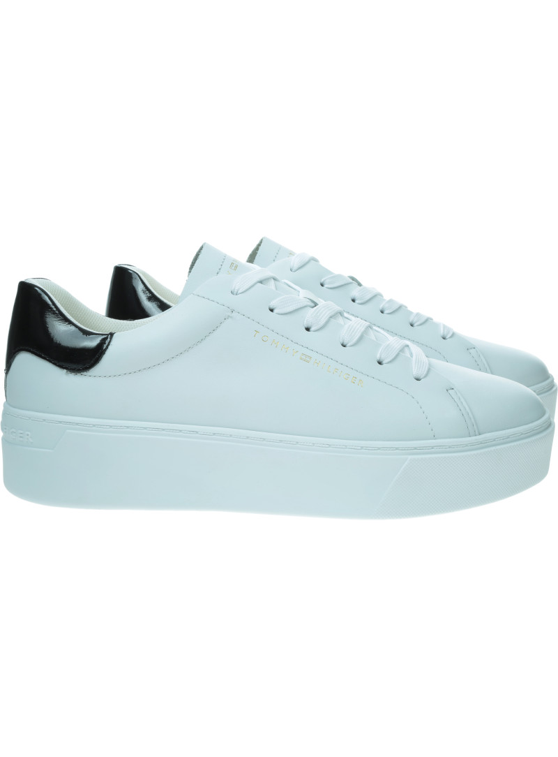 Białe Sneakersy TOMMY HILFIGER Chic Platform Cupsole Patent FW0FW08681 Ybs