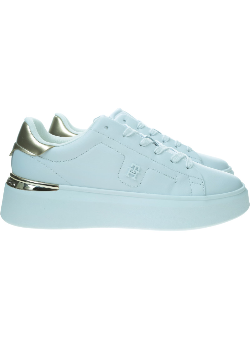 Białe Sneakersy TOMMY HILFIGER Chic Platform Gold FW0FW08817 YBR