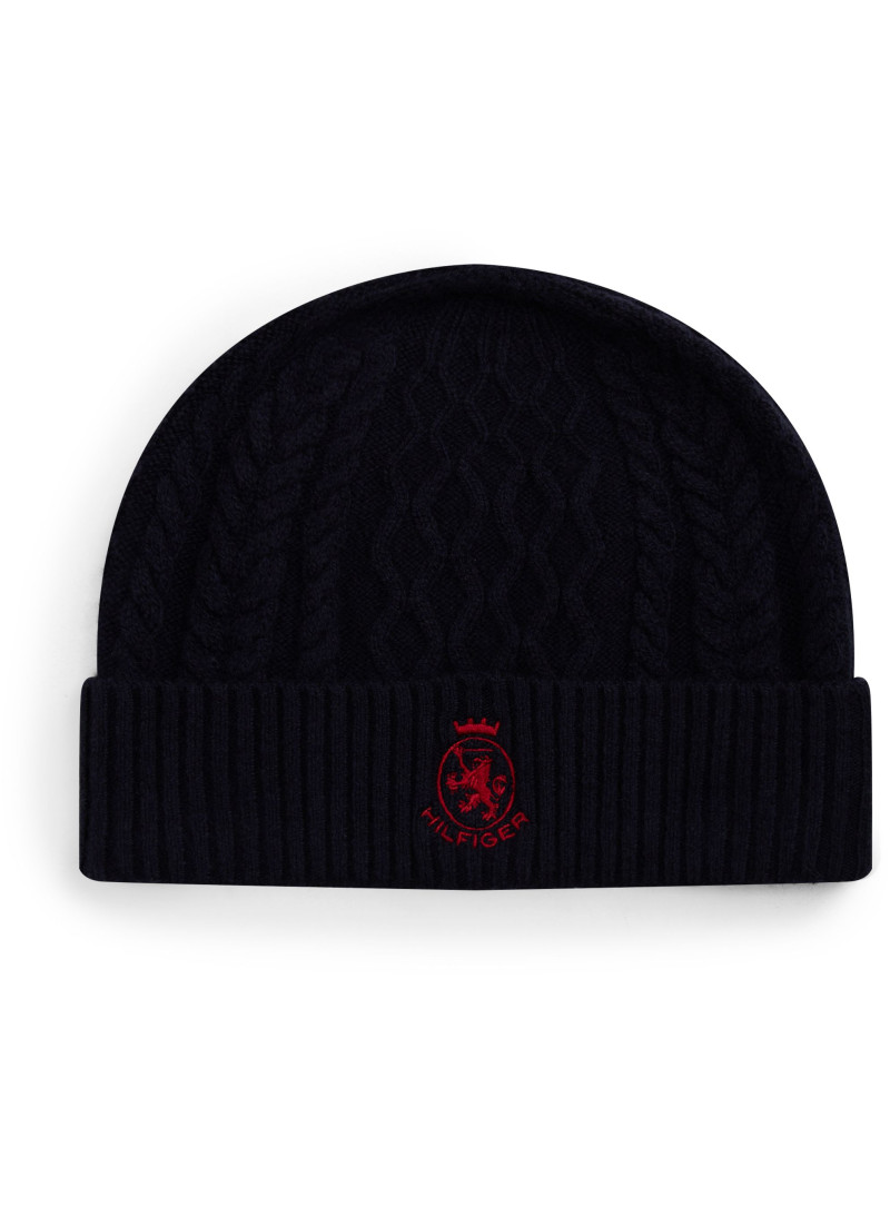Czapka Zimowa TOMMY HILFIGER Th Crest Knit Beanie AM0AM13828 DW6 Czapka Zimowa TOMMY HILFIGER Th Crest Knit Beanie AM0AM13828 DW6