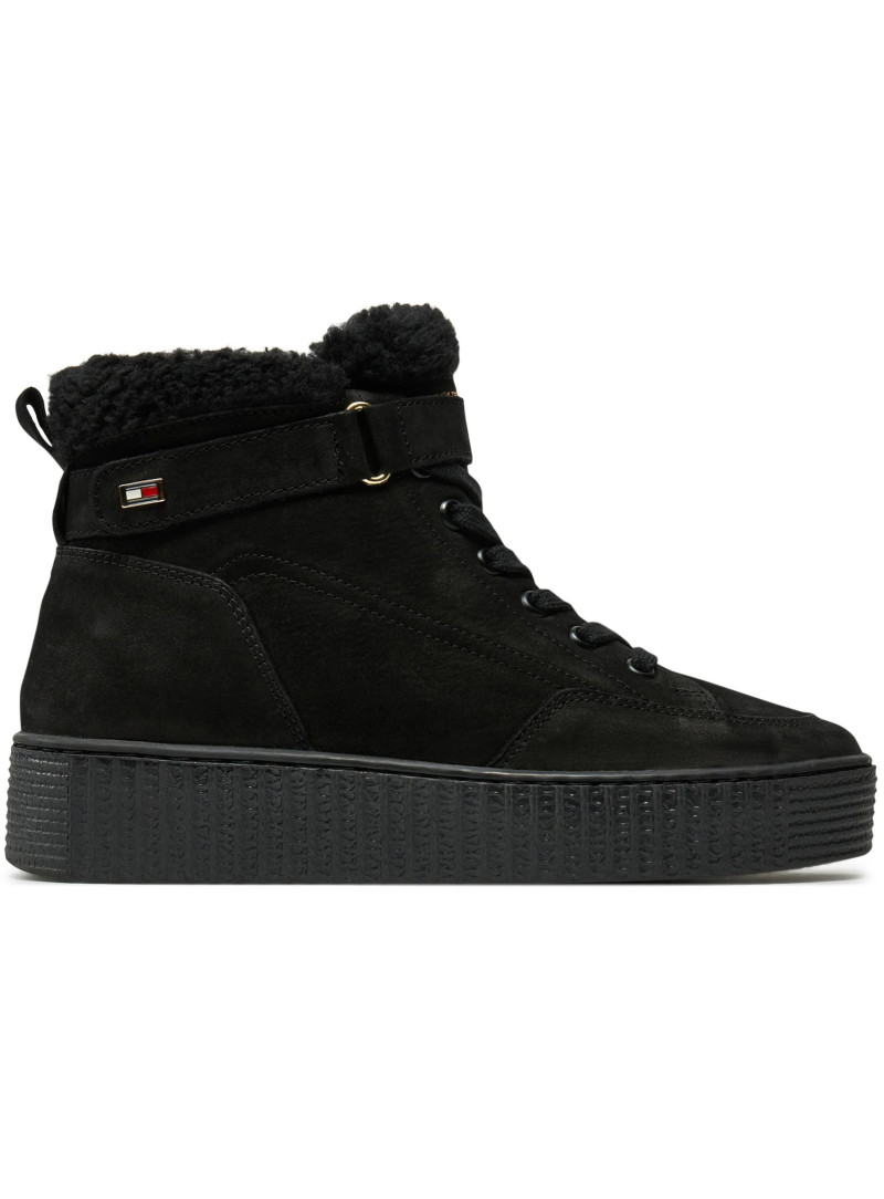 Buty Zimowe TOMMY HILFIGER Faux Fur Nubuck Low Lace-Up FW0FW08172 BDS