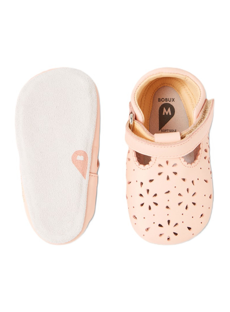 Skórzane Balerinki Kapcie BOBUX Soft Sole Lacey Peach Parfait