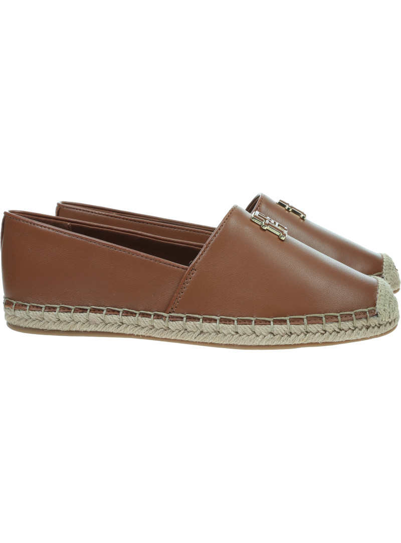 Skórzane Espadryle TOMMY HILFIGER Th Leather Flat Espadrille FW0FW09246 Warm Bronze