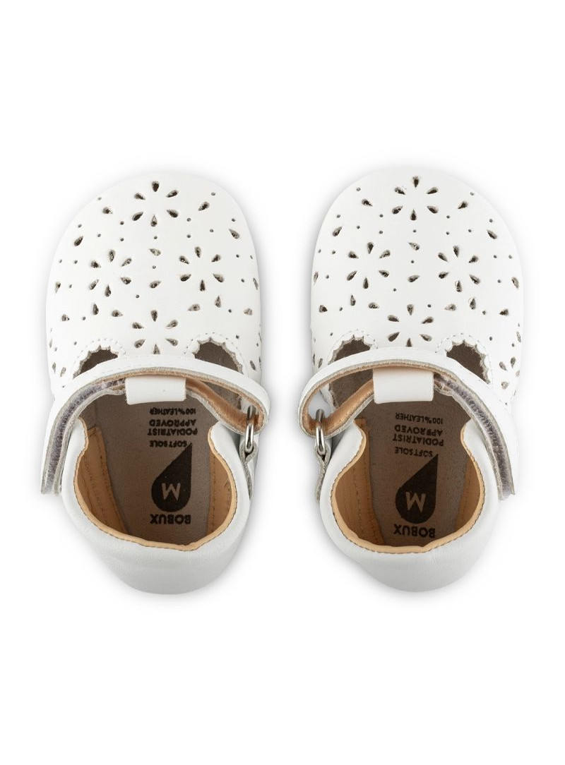 Skórzane Balerinki Kapcie BOBUX Soft Sole Lacey White 1224-182-02