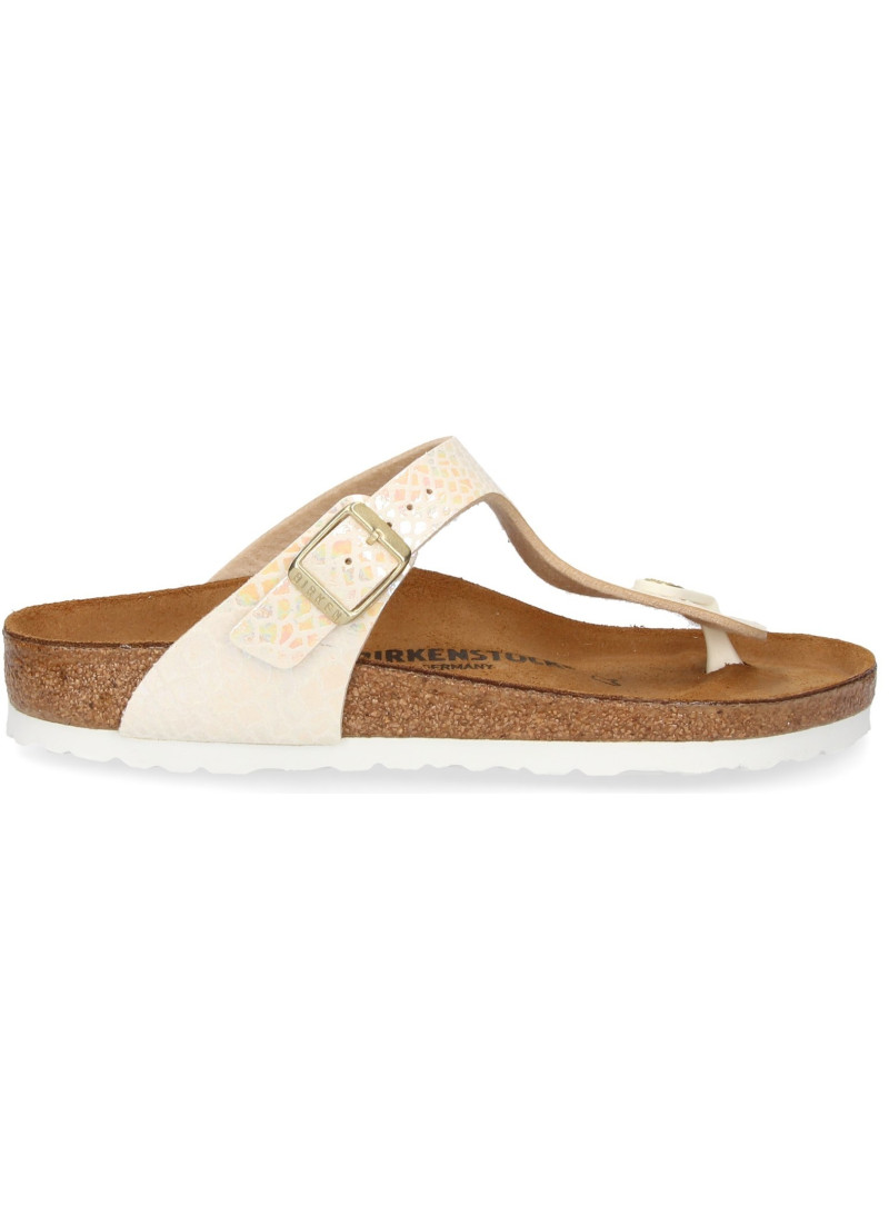 Japonki BIRKENSTOCK Gizeh BF Shiny Snake Cream 847431