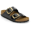 Klapki BIRKENSTOCK Arizona Big Buckle Birko-Flor Patent Black Gold Narrow 1027918 1