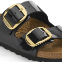Klapki BIRKENSTOCK Arizona Big Buckle Birko-Flor Patent Black Gold Narrow 1027918 5