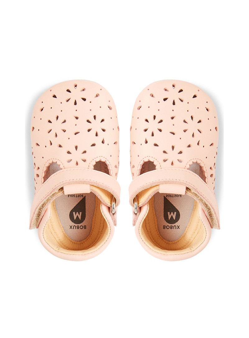 Skórzane Balerinki Kapcie BOBUX Soft Sole Lacey Peach Parfait