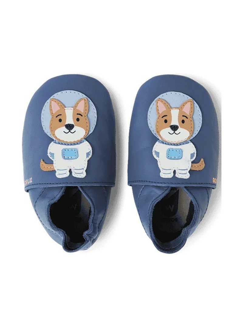 Skórzane Kapcie Piesek BOBUX Soft Sole Astro Pup Blue