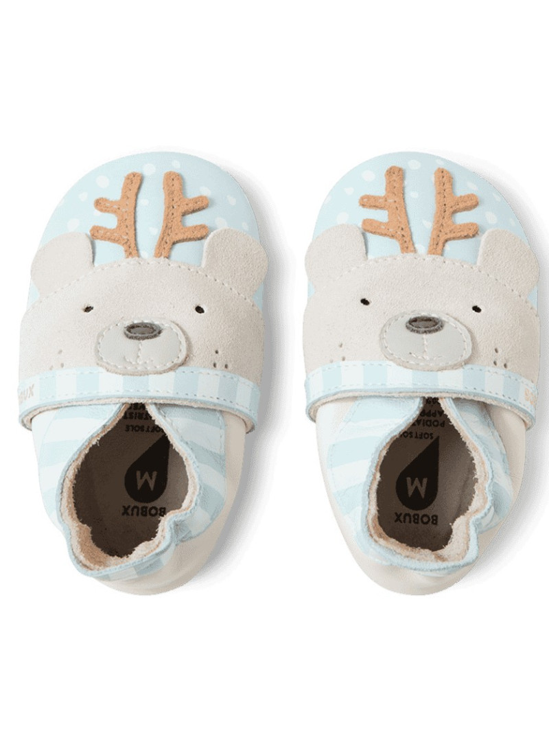 Skórzane Kapcie Jelonki BOBUX Soft Sole Cubby White-Seafoam