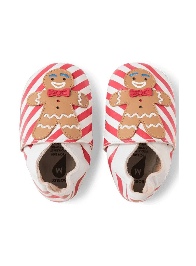 Skórzane Kapcie Ciasteczko BOBUX Soft Sole Gingy White-Poppy