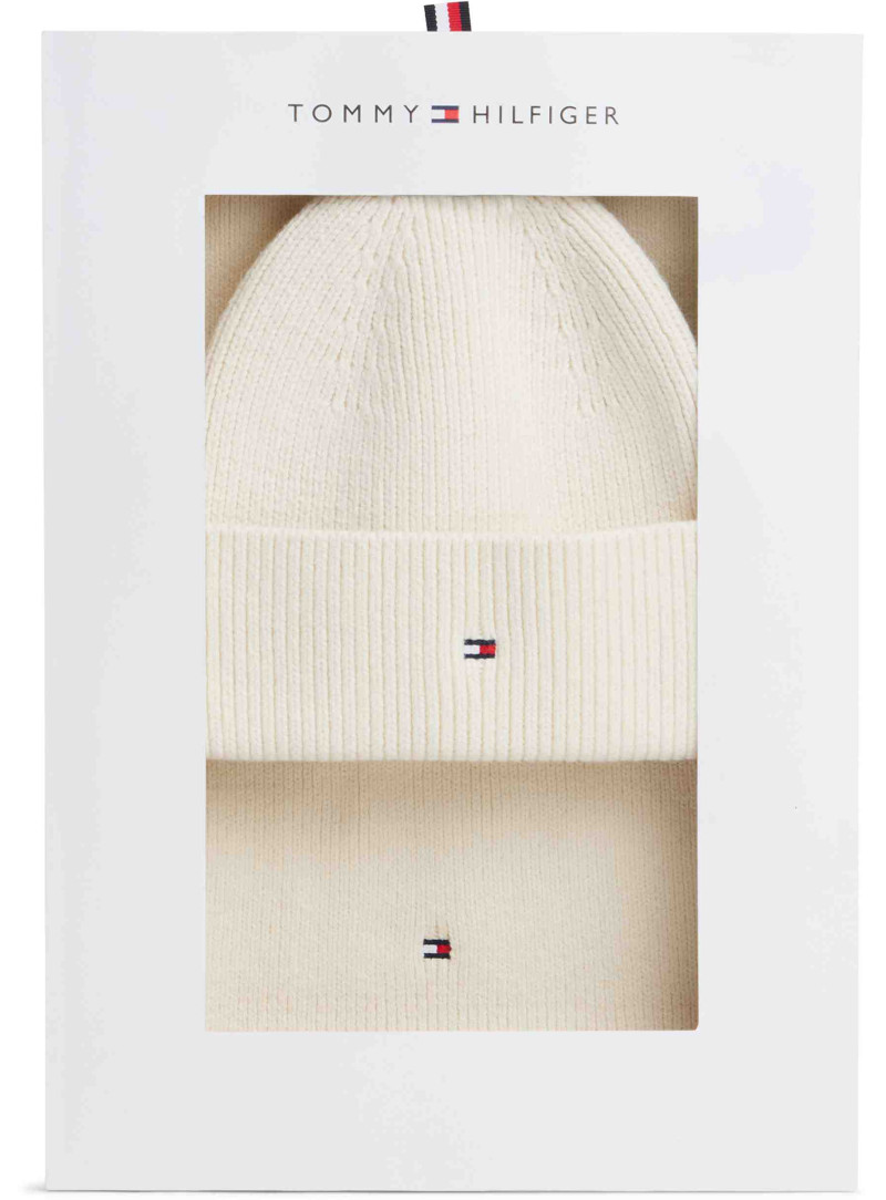 Zestaw prezentowy Damski TOMMY HILFIGER Th Flag Beanie & Scarf Gp AW0AW19136 AEO