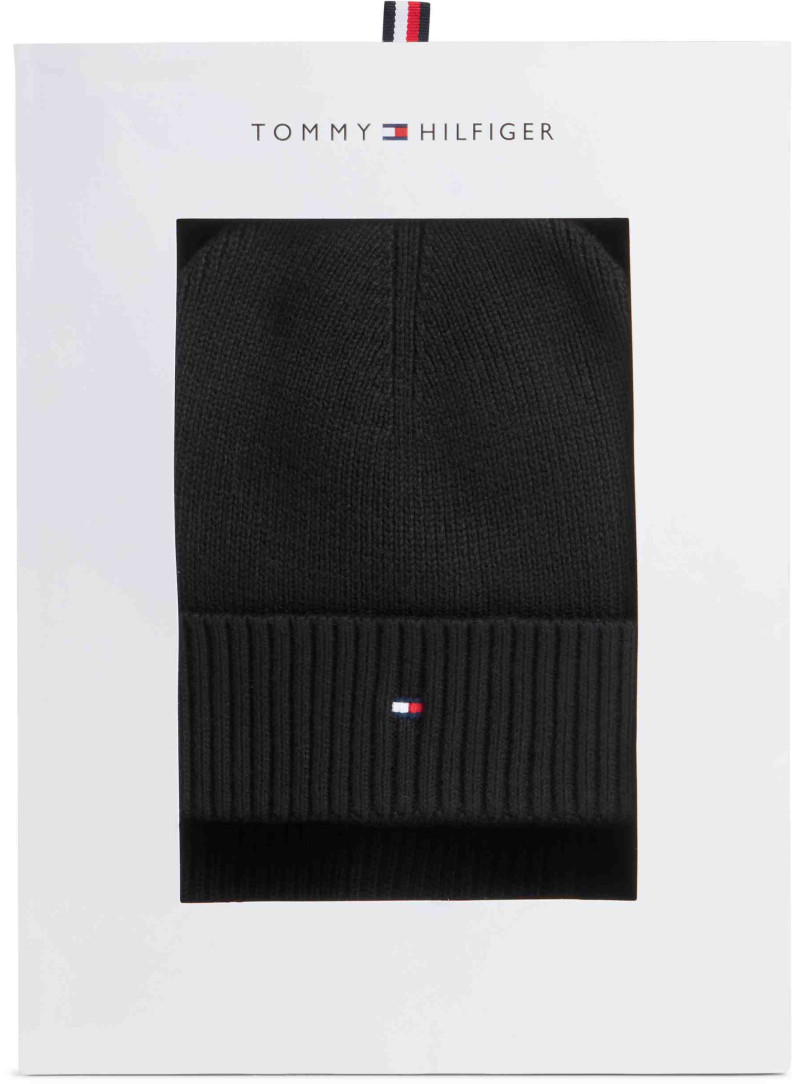 Zestaw prezentowy Damski TOMMY HILFIGER Th Flag Beanie & Scarf Gp AW0AW19136 BDS